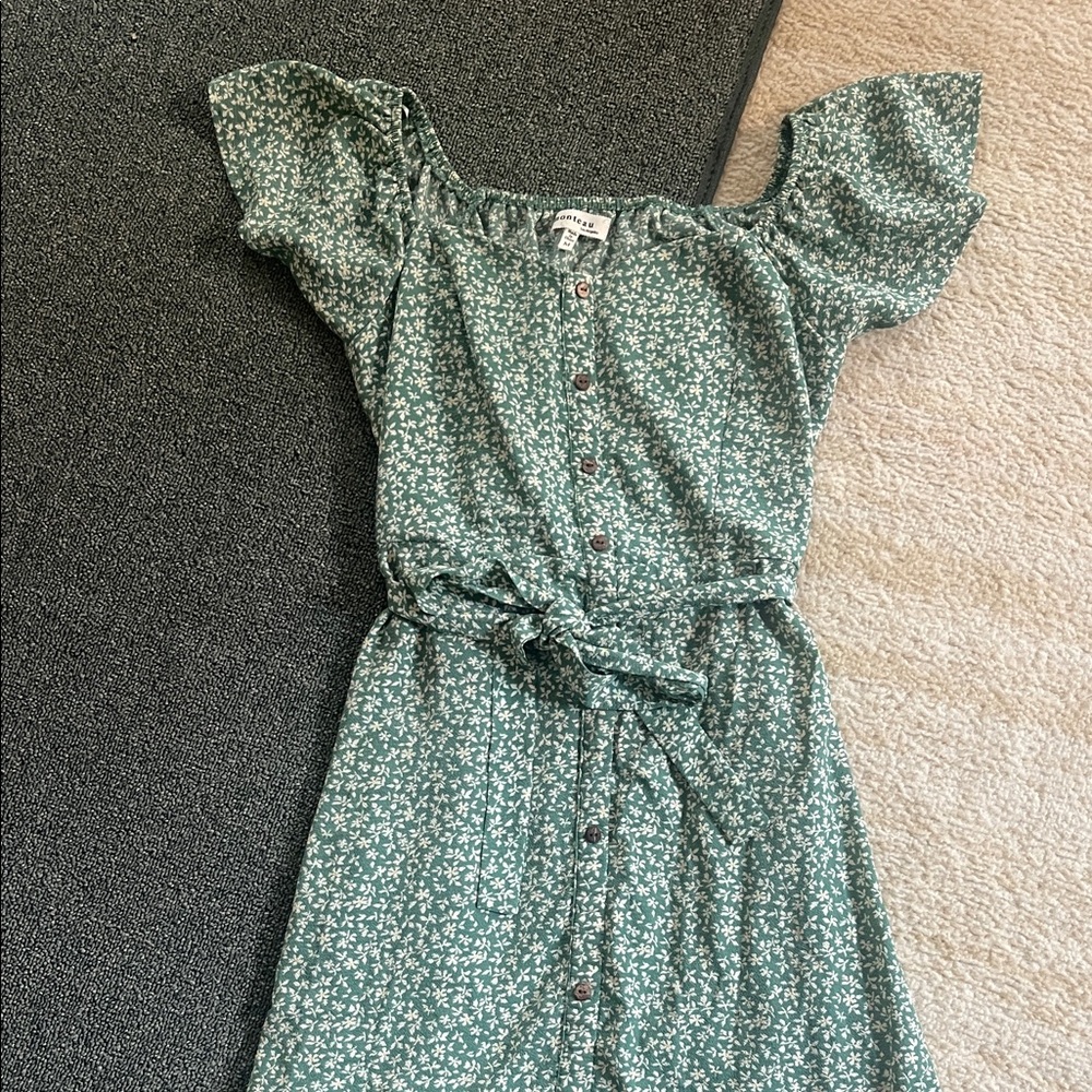 Monteau Green Floral Midi Dress